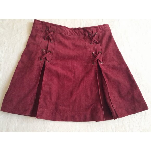 Womens Small Hippie Go Go 60s Western Cowgirl Faux Suede Lace Front Mini Skirt - Picture 1 of 7